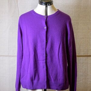 Purple 100% Cashmere Lands' End Vintage Classic Cardigan